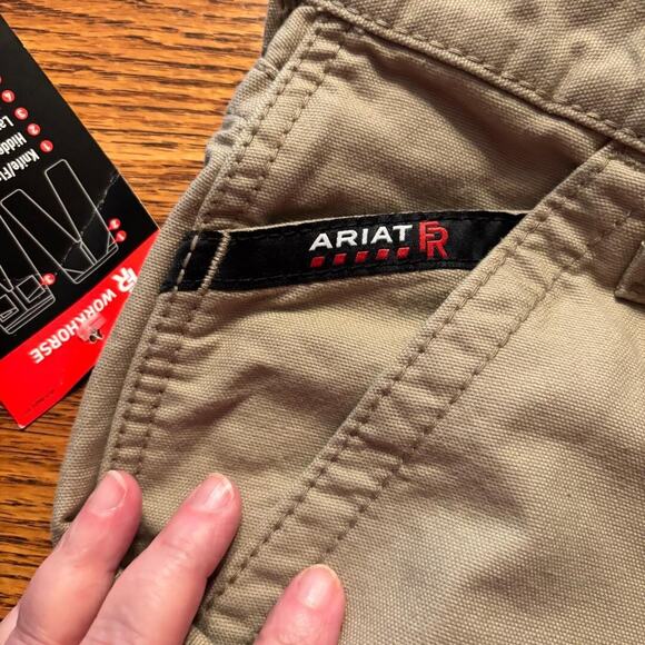 Ariat Low Rise Boot Flame Resistant Khaki Work Pant Cat 2 Size 34/30 NWT - Picture 7 of 16